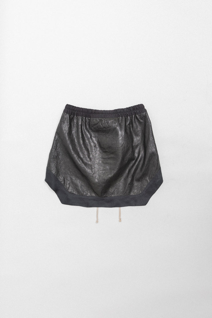 RICK OWENS - FW09 CRUST Leather drawstrings skirt with a blue panel (runway)
