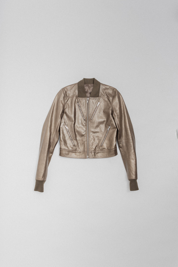 RICK OWENS - FW17 GLITTER Metallic leather jacket