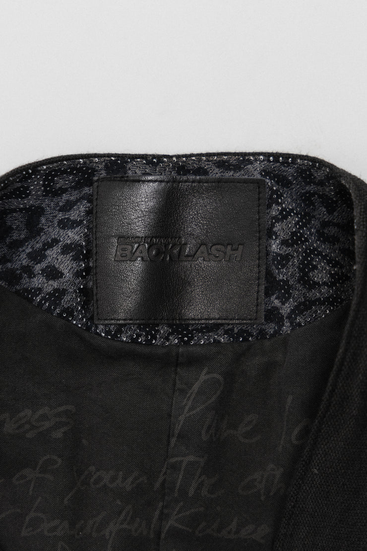 ISAMU KATAYAMA BACKLASH - Linen/cotton waistcoat with pig skin leopard details