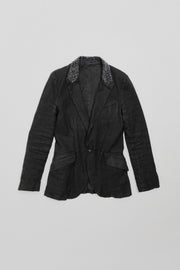 ISAMU KATAYAMA BACKLASH - Linen/cotton jacket with pig skin leopard details