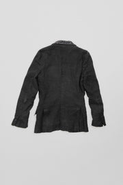 ISAMU KATAYAMA BACKLASH - Linen/cotton jacket with pig skin leopard details