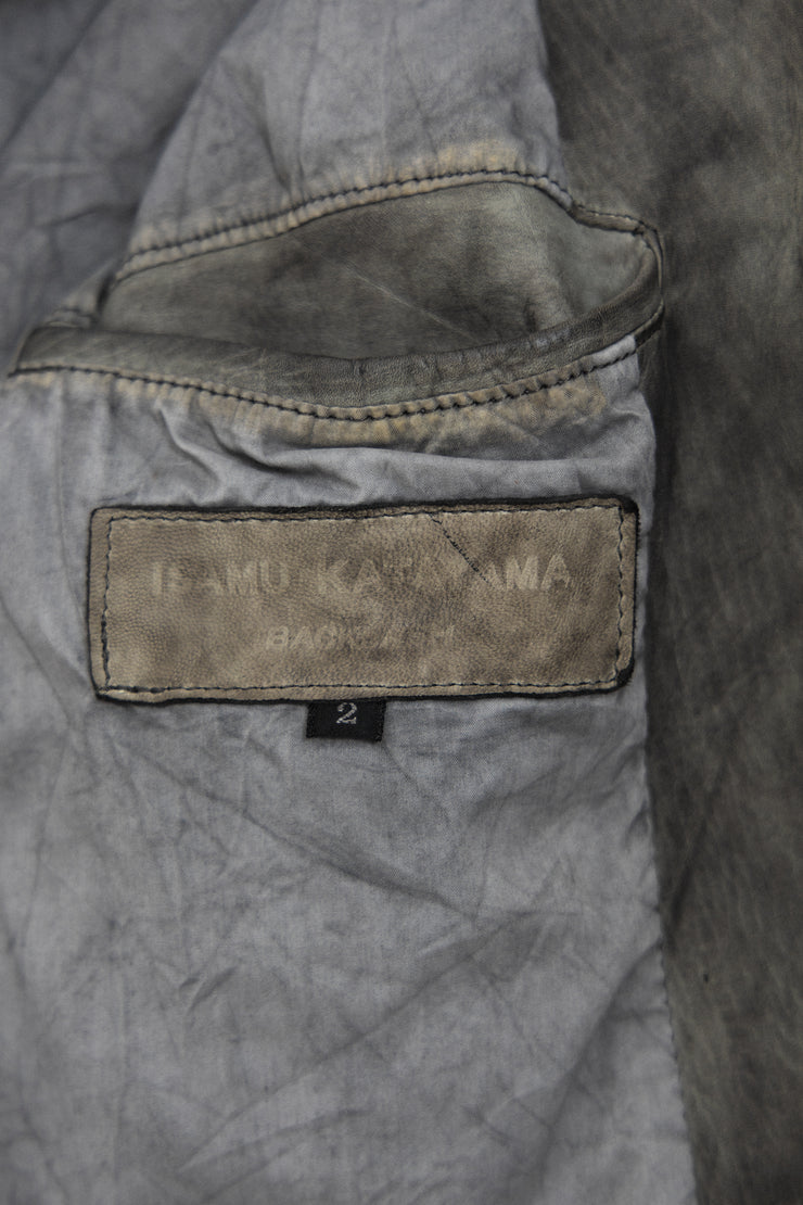 ISAMU KATAYAMA BACKLASH - "Garment-dyed" Shoulder leather jacket with ribbed parts