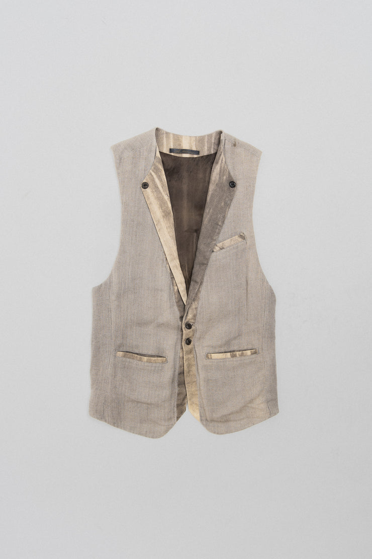14TH ADDICTION - Silk and linen vest with carved buttons
