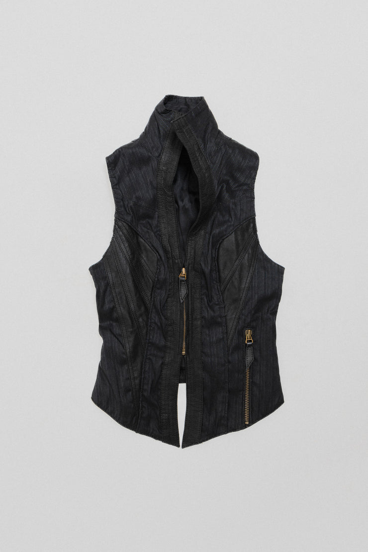 14TH ADDICTION - Sheep skin vest with a high collar