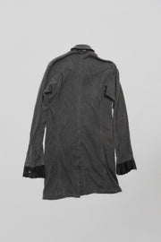 14TH ADDICTION - Long cotton jacket with engraved buttons and leather details