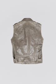 ISAMU KATAYAMA BACKLASH - Sleeveless shoulder leather biker jacket