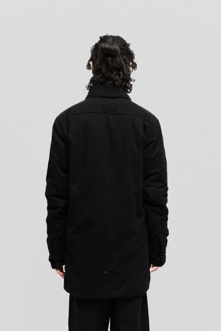 ANN DEMEULEMEESTER - Padded cotton coat with a shirt collar and hidden button up closure