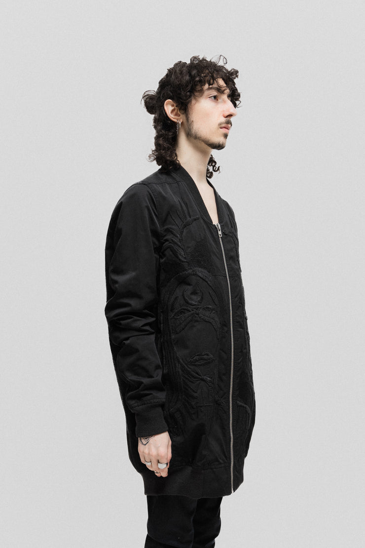 RICK OWENS - SS15 "Faun" Messiah cotton flight jacket with exclusive embroidered design by Benoit Barnay in hommage to Rick Owens and Michèle Lamy