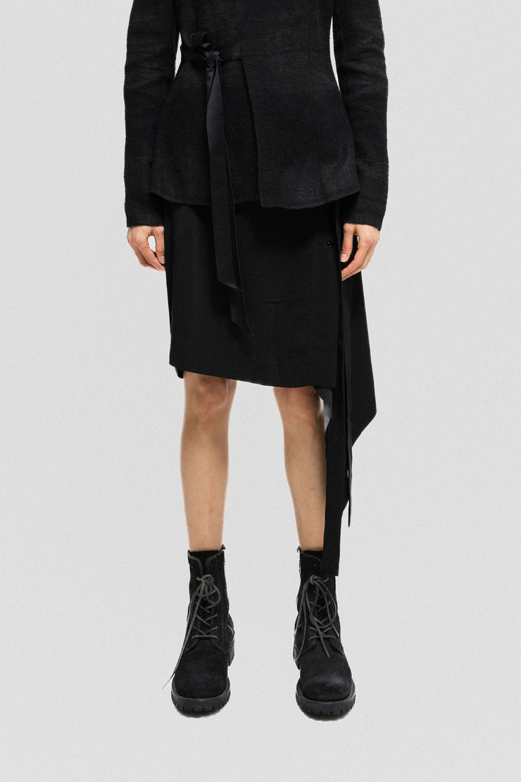 RICK OWENS - FW13 "PLINTH" Short skirt with side buttoning and waist straps