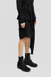 RICK OWENS - FW13 "PLINTH" Short skirt with side buttoning and waist straps