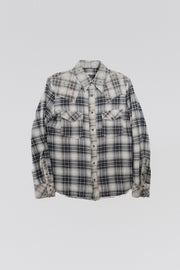 ISAMU KATAYAMA BACKLASH - Checkered cotton shirt with pig leather parts