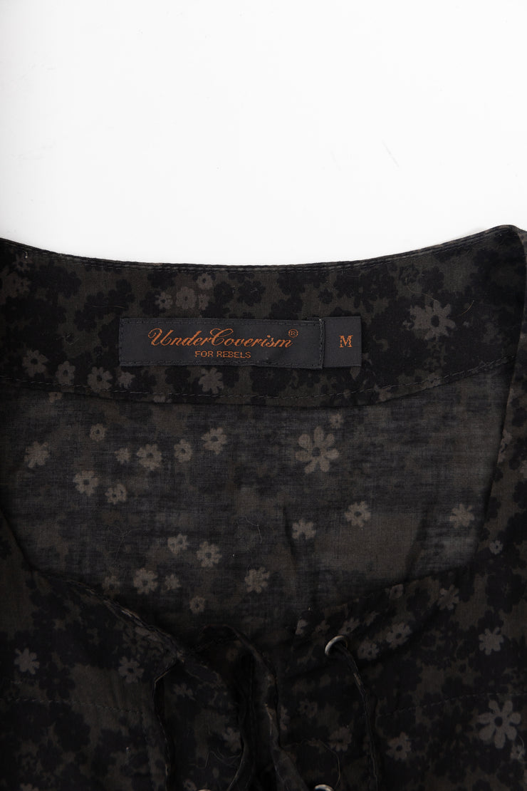 UNDERCOVER - SS03 "Scab" Lace up blouse with a dark floral pattern