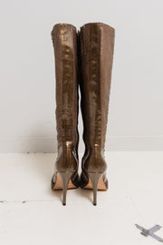 RICK OWENS x REVILLON - FW04 Python skin and ostrich leather knee high boots