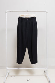 YOHJI YAMAMOTO Y'S FOR MEN - Wide gabardine wool pants with elastic waist