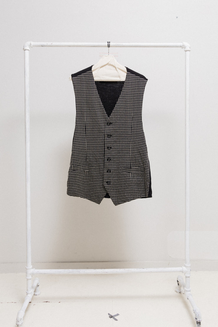 UNDERCOVER - FW04 "But Beautiful" Grid pattern button up vest with wool back