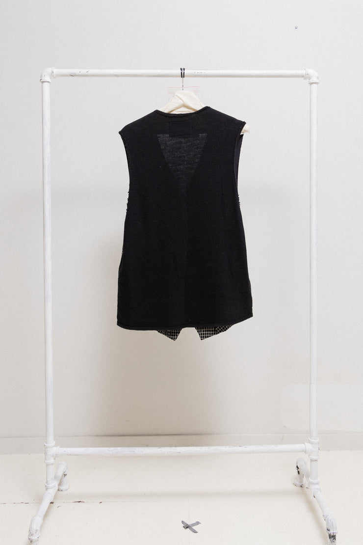 UNDERCOVER - FW04 "But Beautiful" Grid pattern button up vest with wool back