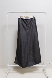 ANN DEMEULEMEESTER - Shimmery cotton denim maxi skirt based on trousers