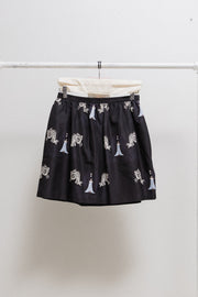 UNDERCOVER -  SS20 Silk mini skirt with Edward Gorey’s Dracula illustration