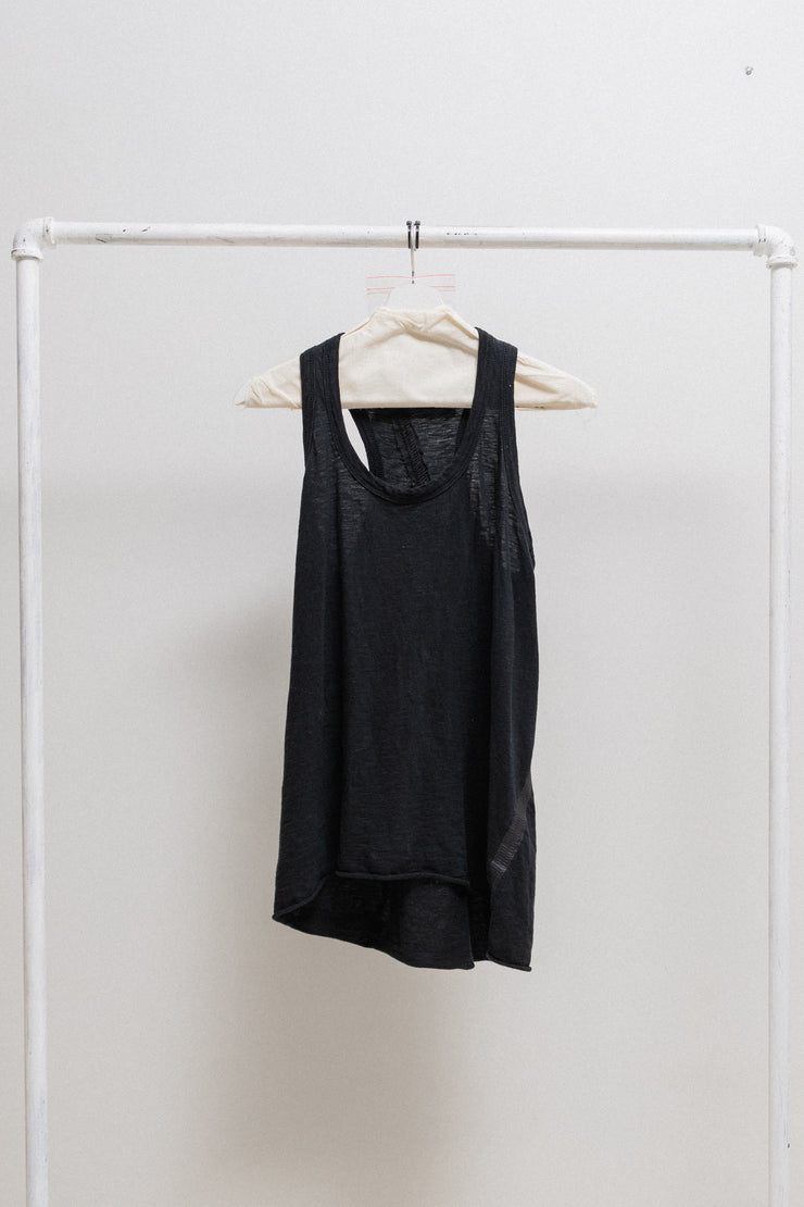 ISAAC SELLAM - Textured cotton tank top with rubber taped seams