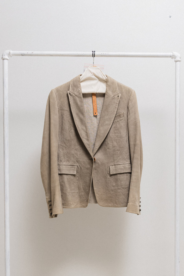 ISAAC SELLAM - Soft lambskin blazer jacket with metallic closure and cuff buttons