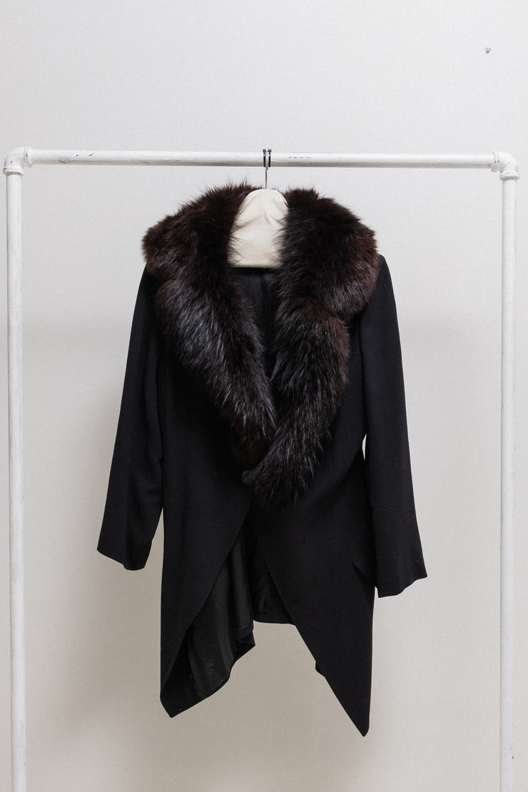 ANN DEMEULEMEESTER - Late 90’s / early 00’s Lightweight jacket with fox fur collar