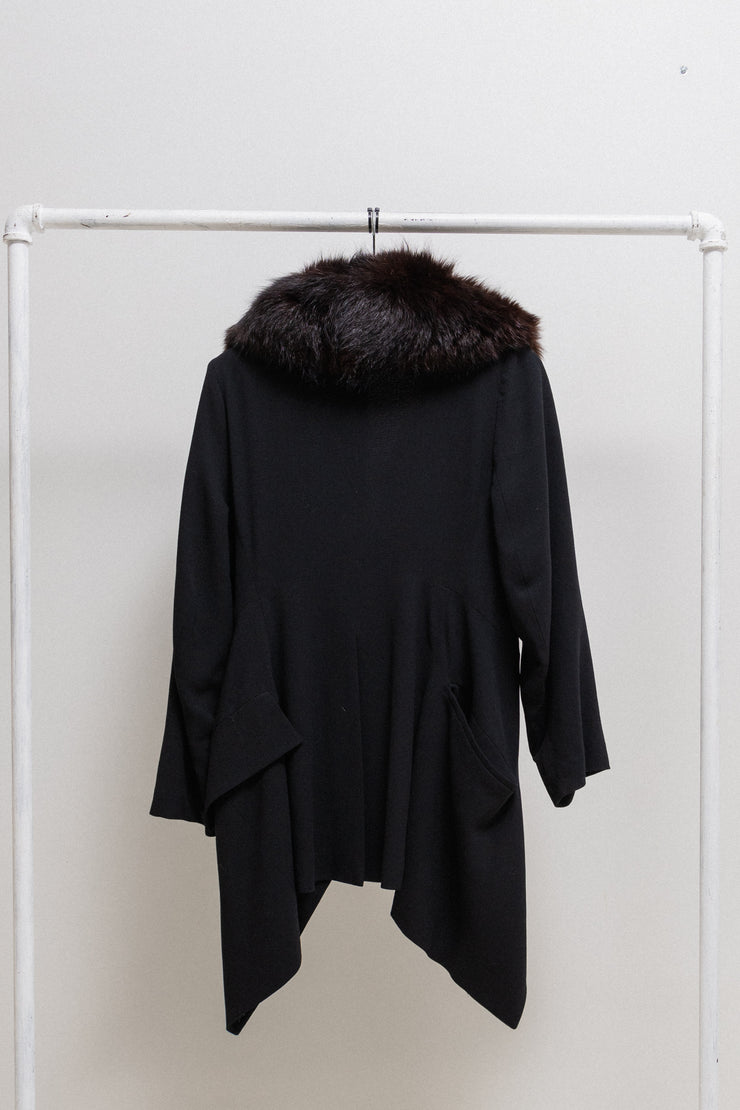 ANN DEMEULEMEESTER - Late 90’s / early 00’s Lightweight jacket with fox fur collar