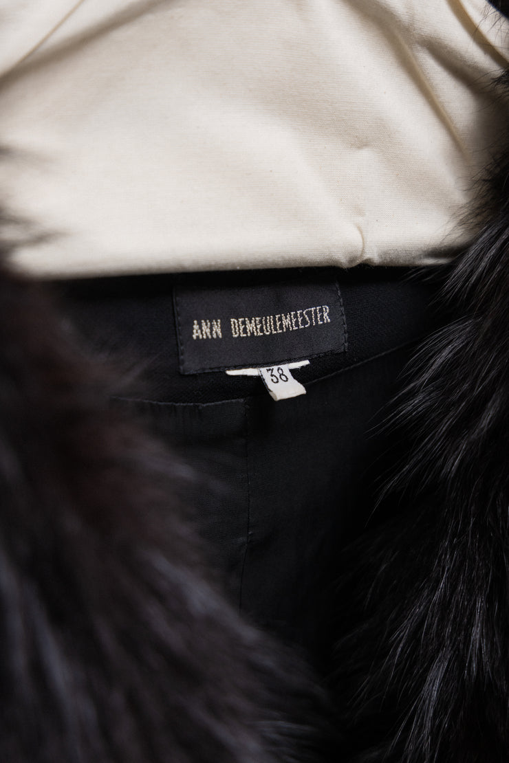 ANN DEMEULEMEESTER - Late 90’s / early 00’s Lightweight jacket with fox fur collar