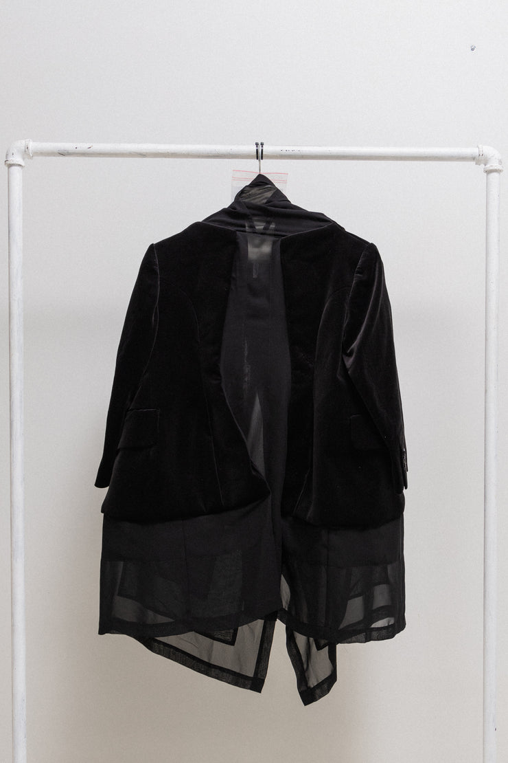 COMME DES GARCONS - Velvet jacket with thin mesh panels