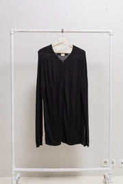 YOHJI YAMAMOTO POUR HOMME - SS10 Elongated cotton/silk zip up cardigan with ribbed parts