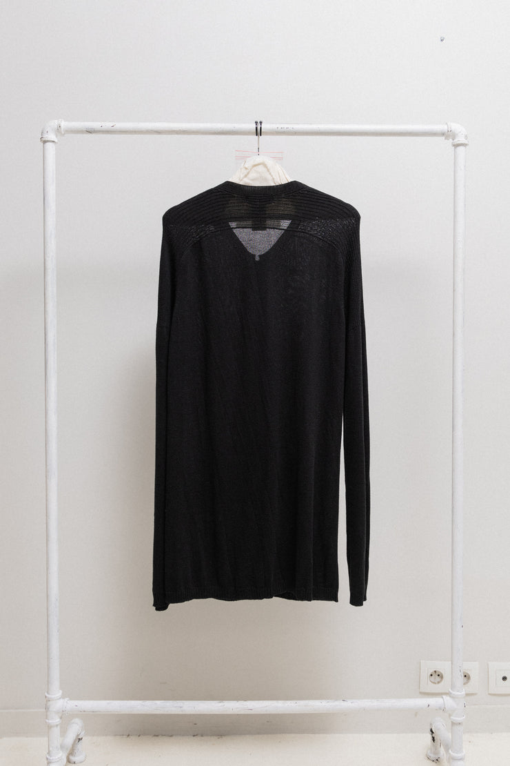 YOHJI YAMAMOTO POUR HOMME - SS10 Elongated cotton/silk zip up cardigan with ribbed parts