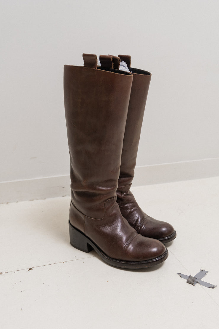 A.F VANDEVORST - Signature brown leather riding boots