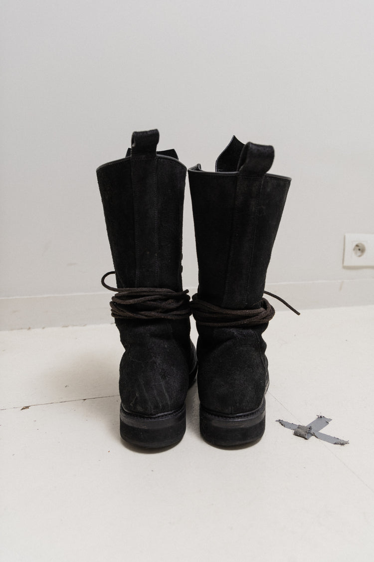 RICK OWENS - SS16 « CYCLOPS » Brushed leather high boots with