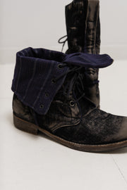 UNDERCOVER - FW04/SS05 "But beautiful" Faded velvet cotton lace up boots