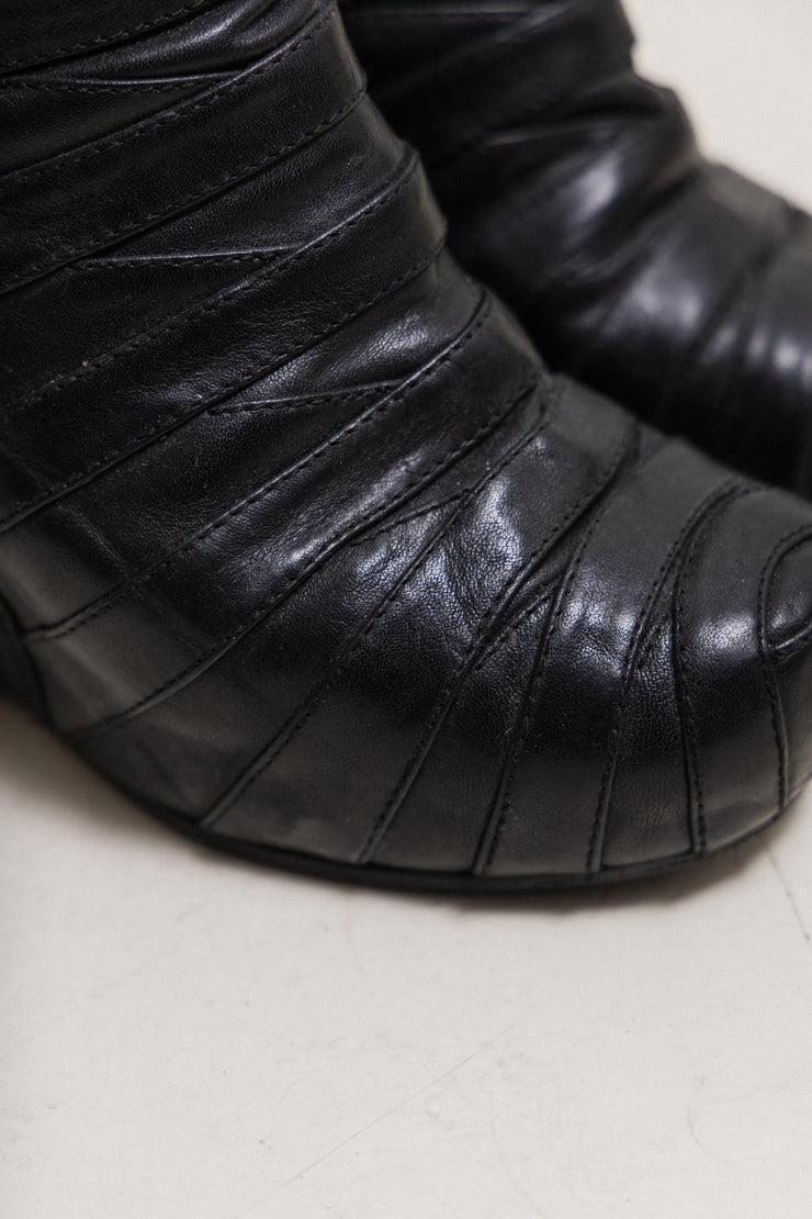 RICK OWENS - « Mummy » wedge heel leather boots (probably SS11 ANTHEM)