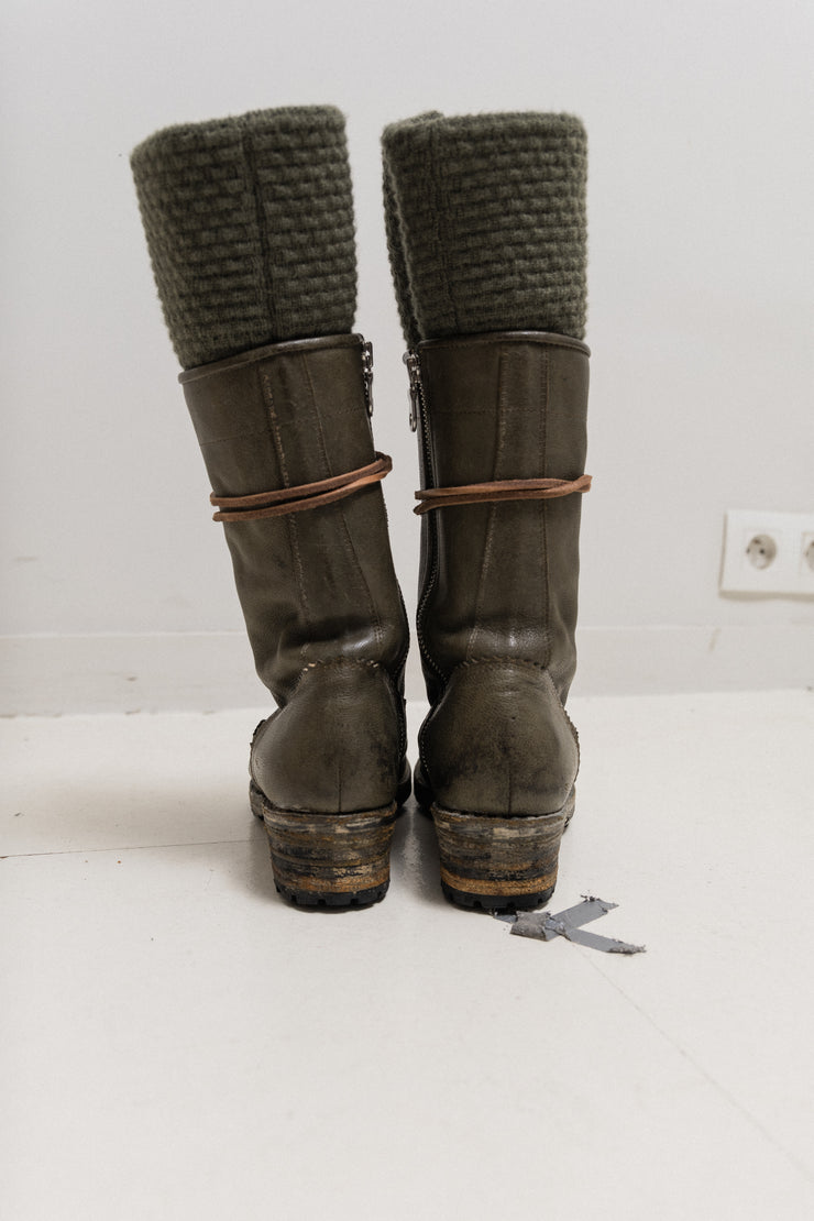 MIHARA YASUHIRO - High leather boots with knitted lining