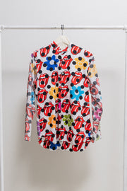 COMME DES GARCONS HOMME PLUS - SS06 "Rip&Tongue" Rolling Stones polka dot shirt with inside out details (runway)