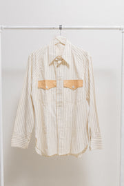 YOHJI YAMAMOTO POUR HOMME - SS99 stripped cotton shirt with craft paper inserts