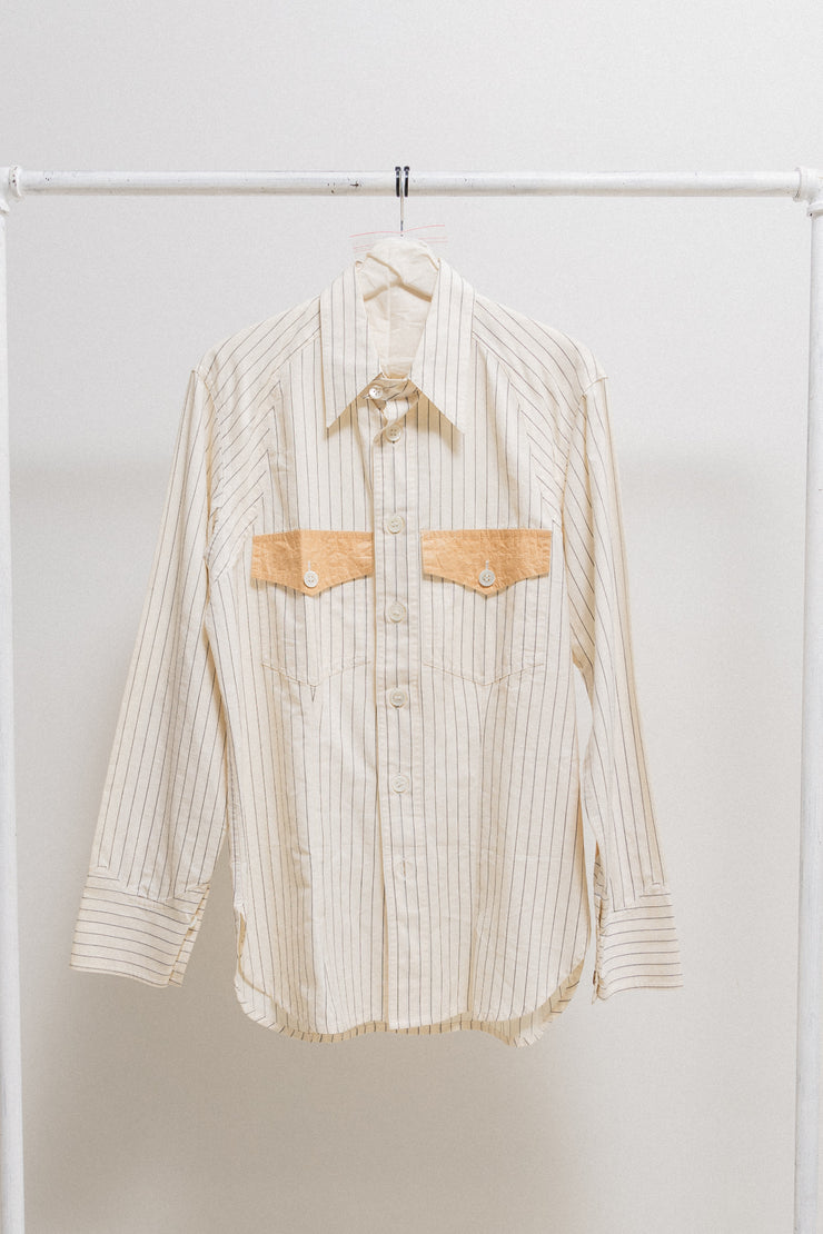 YOHJI YAMAMOTO POUR HOMME - SS99 stripped cotton shirt with craft paper inserts