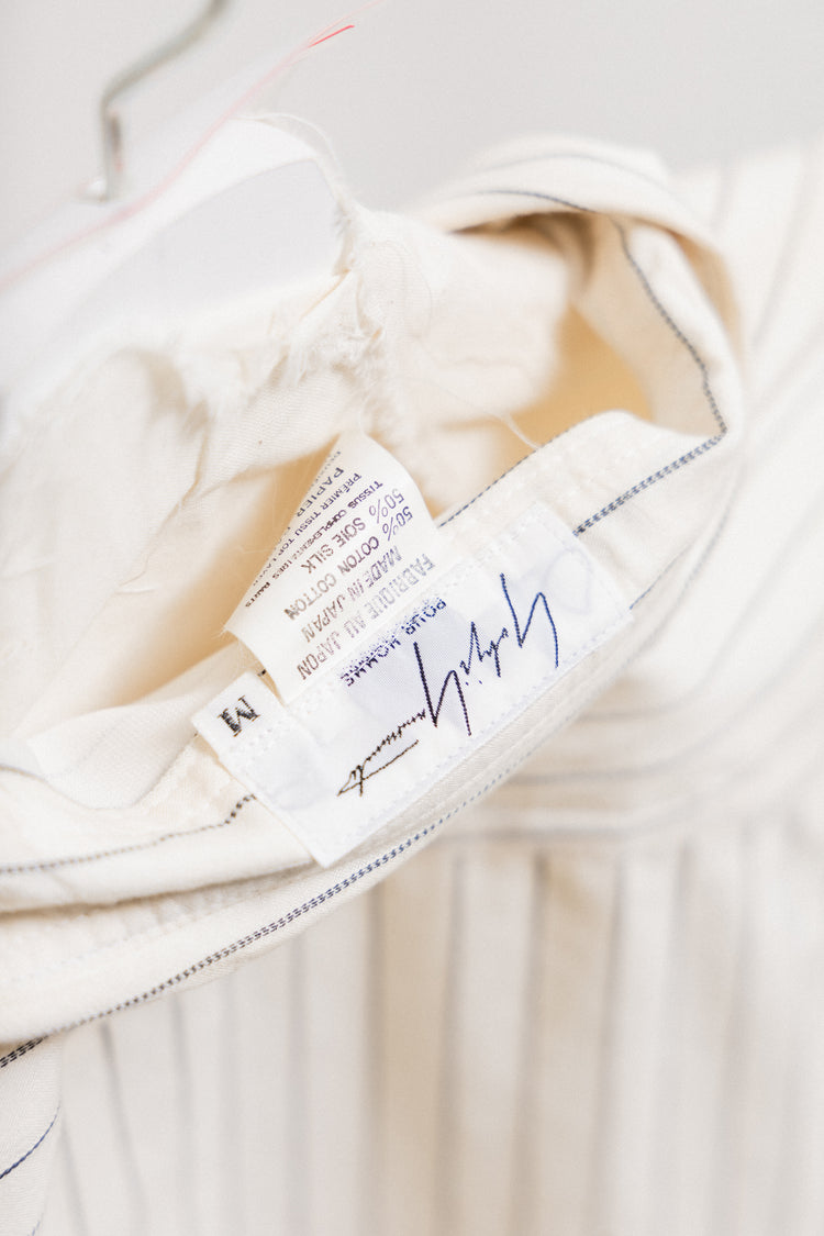 YOHJI YAMAMOTO POUR HOMME - SS99 stripped cotton shirt with YOHJI YAMAMOTO POUR HOMME - SS99 stripped cotton shirt with
