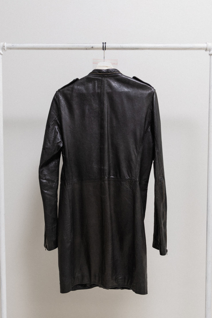 SHARE SPIRIT - Sheep skin leather coat with zipper and pocket details