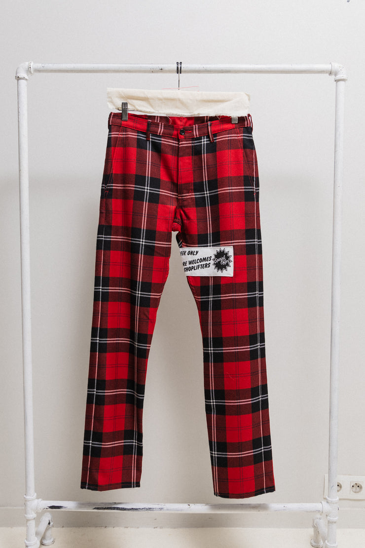 COMME DES GARCONS HOMME PLUS - FW08 "Time for magic" Wool tartan pants with patches inspired by Jamie Reid