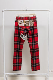 COMME DES GARCONS HOMME PLUS - FW08 "Time for magic" Wool tartan pants with patches inspired by Jamie Reid