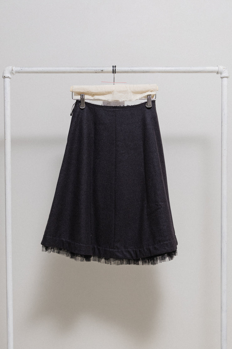 COMME DES GARCONS - FW05 "Broken Bride" Flared wool skirt with ruffled edges