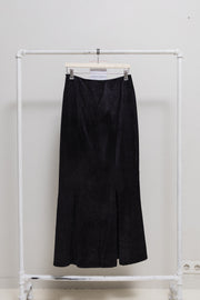 ANN DEMEULEMEESTER - Silk and cotton velvet corduroy maxi skirt (probably fall 1996)