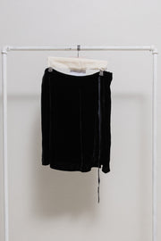 ANN DEMEULEMEESTER - FW93 Silk blend velvet skirt with waist straps