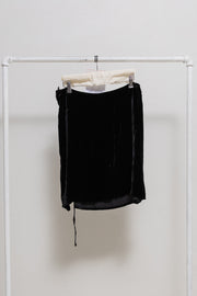 ANN DEMEULEMEESTER - FW93 Silk blend velvet skirt with waist straps