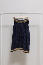 UNDERCOVER - FW03 "Paper Doll" Polka dot skirt with frayed cherry pattern waist and velvet lining