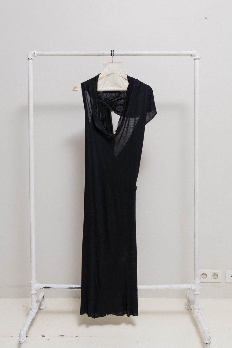 RICK OWENS - SS05 “SCORPIO” Open back draped cotton dress