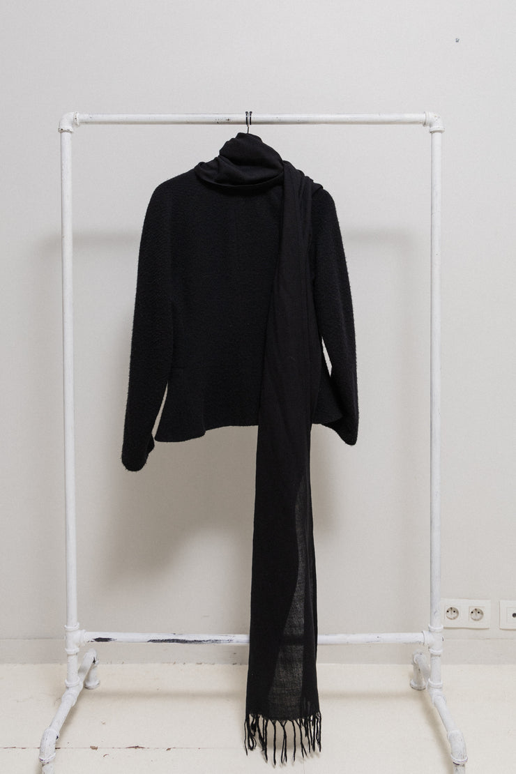 YOHJI YAMAMOTO - FW08 Wool/cashmere button up jacket with flared hems and scarf collar