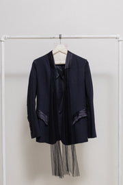 UNDERCOVER - SS09 "GRACE" Cotton jacket with silk pleated details and collar tulle scarf